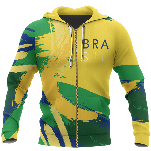 Brasil Athletic Spirit Pullover Hoodie-Apparel-Phaethon-Zip- Up Hoodie-S-Vibe Cosy™