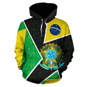 Brasil Hoodie - Flag with Brazil Patterns-Apparel-Phaethon-Hoodie-S-Vibe Cosy™