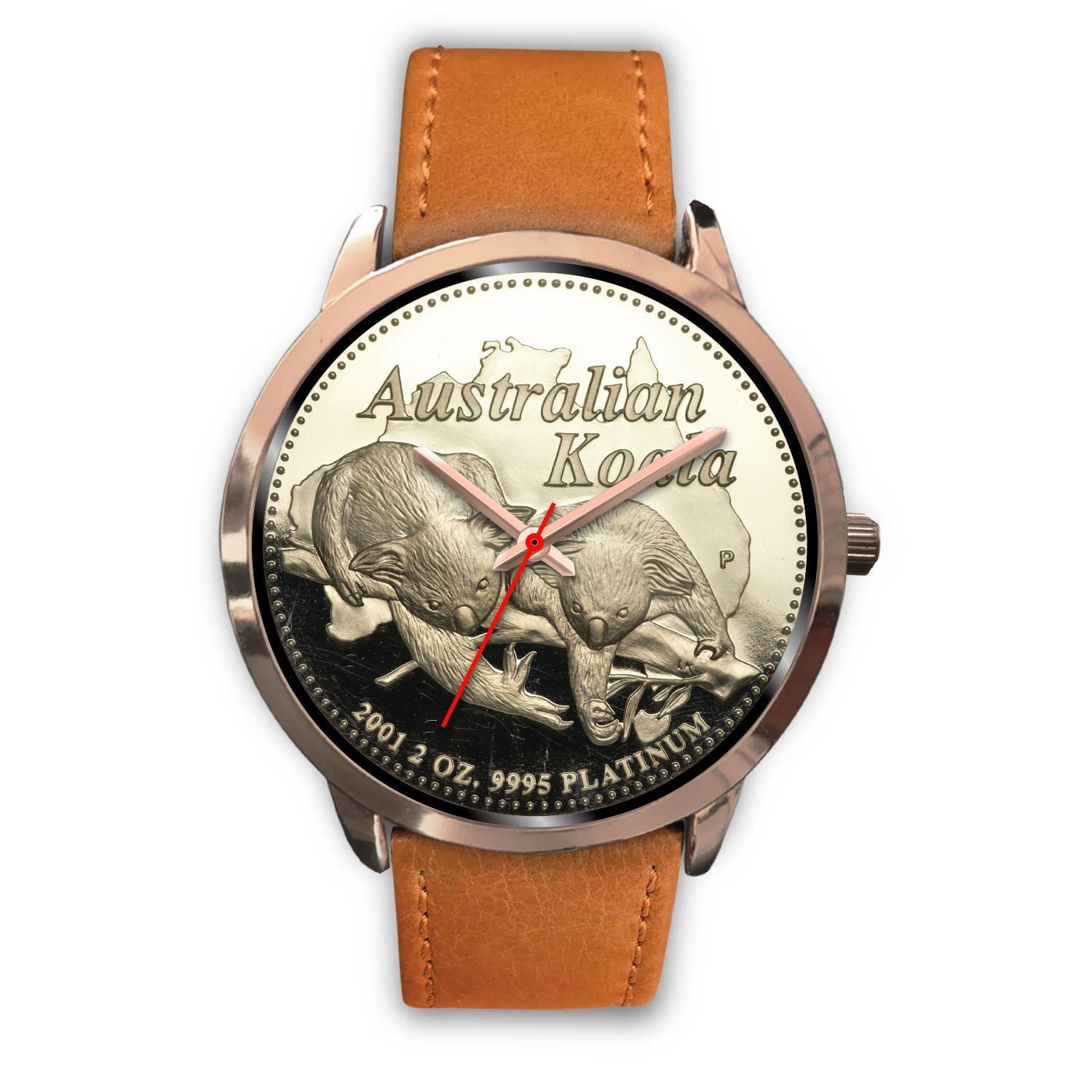 Australia koala rose gold watch NN8-ROSE GOLD WATCHES-HP Arts-Mens 40mm-Brown Leather-Vibe Cosy™