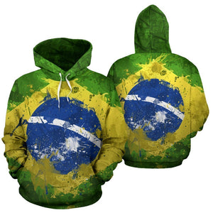 Brasil Hoodie - Brazil Flag Painting-Apparel-Phaethon-Hoodie-S-Vibe Cosy™