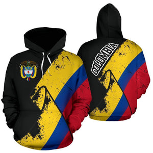 Colombia Special Grunge Flag Pullover Hoodie-Apparel-Phaethon-Hoodie-S-Vibe Cosy™