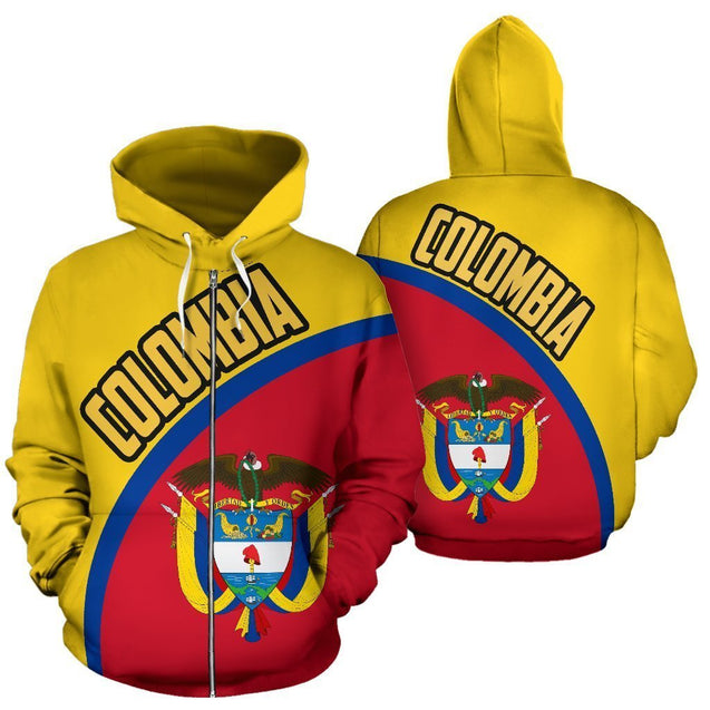 Colombia Hoodie Wave Flag Color-Apparel-Phaethon-Zip- Up Hoodie-S-Vibe Cosy™