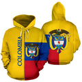 Colombia Hoodie Flag Half Coat Of Arms-Apparel-Phaethon-Zip- Up Hoodie-S-Vibe Cosy™