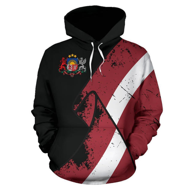 Latvia Special Grunge Flag Pullover Hoodie-Apparel-Phaethon-Hoodie-S-Vibe Cosy™