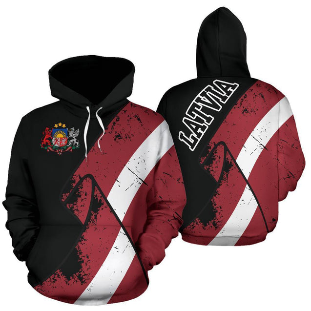 Latvia Special Grunge Flag Pullover Hoodie-Apparel-Phaethon-Hoodie-S-Vibe Cosy™