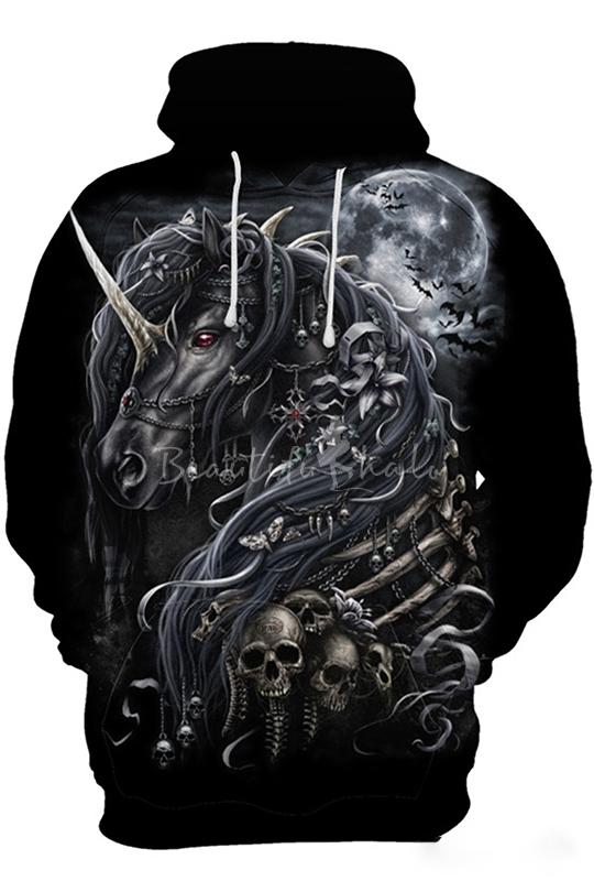 Black 3D All Over Printed Horse Skull Moon PL05032008-Apparel-PL8386-Hoodie-S-Vibe Cosy™