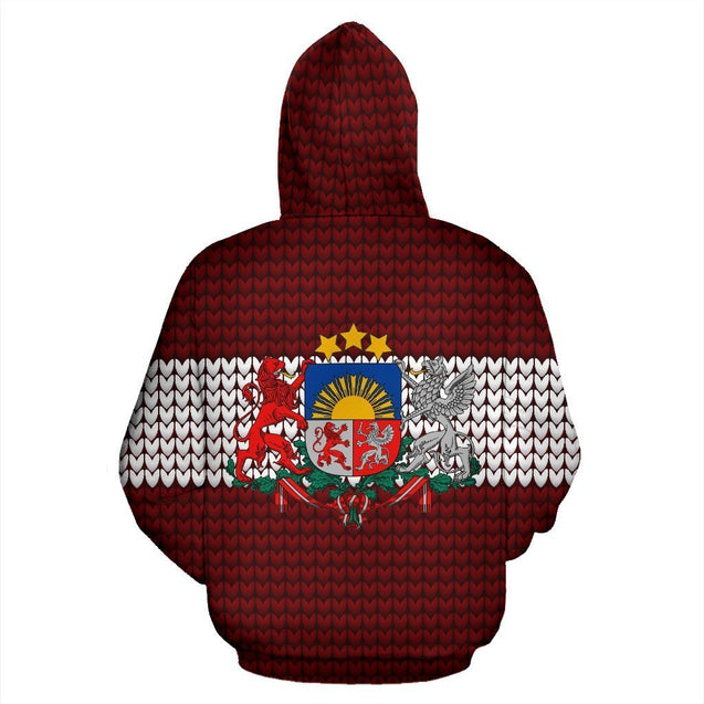 Latvia Hoodie Knitted Flag-Apparel-Phaethon-Zip- Up Hoodie-S-Vibe Cosy™