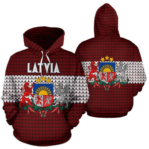 Latvia Hoodie Knitted Flag-Apparel-Phaethon-Hoodie-S-Vibe Cosy™