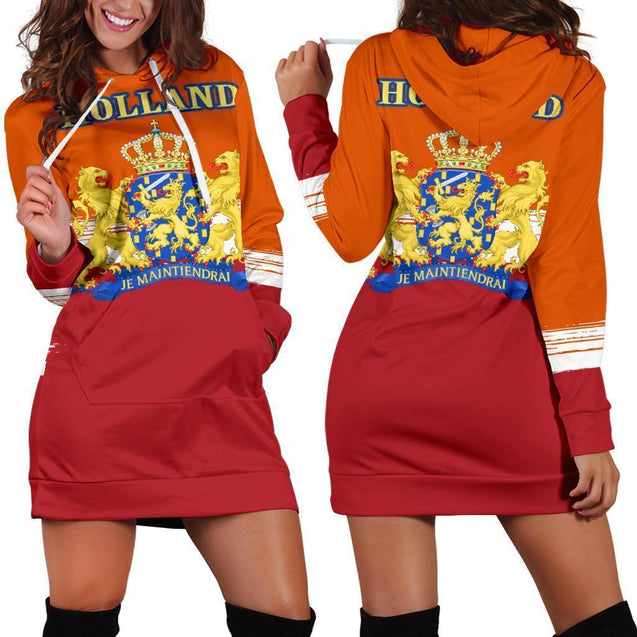 Netherlands Lion Special Hoodie Dress-Apparel-Phaethon-Hoodie Dress-S-Vibe Cosy™