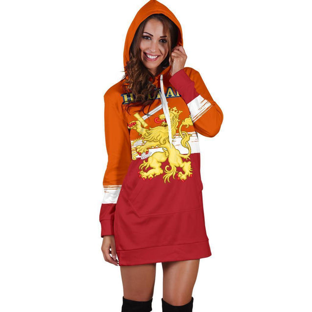 Netherlands Lion Special Hoodie Dress-Apparel-Phaethon-Hoodie Dress-S-Vibe Cosy™