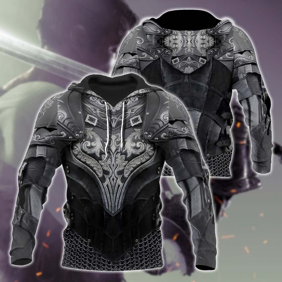 3D Printed Hoodie Chainmail Knight Armor Clothes MP799-Apparel-MP-Hoodie-S-Vibe Cosy™