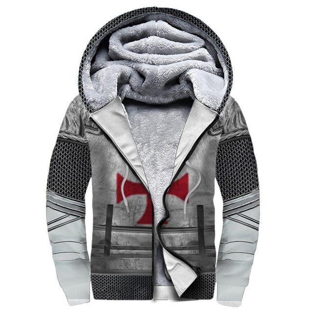 KNIGHTS TEMPLAR 3D ALL OVER PRINTED FLEECE HOODIE FOR MEN AND WOMEN MP825-Apparel-MP-Fleece Zipped Hoodie-S-Vibe Cosy™