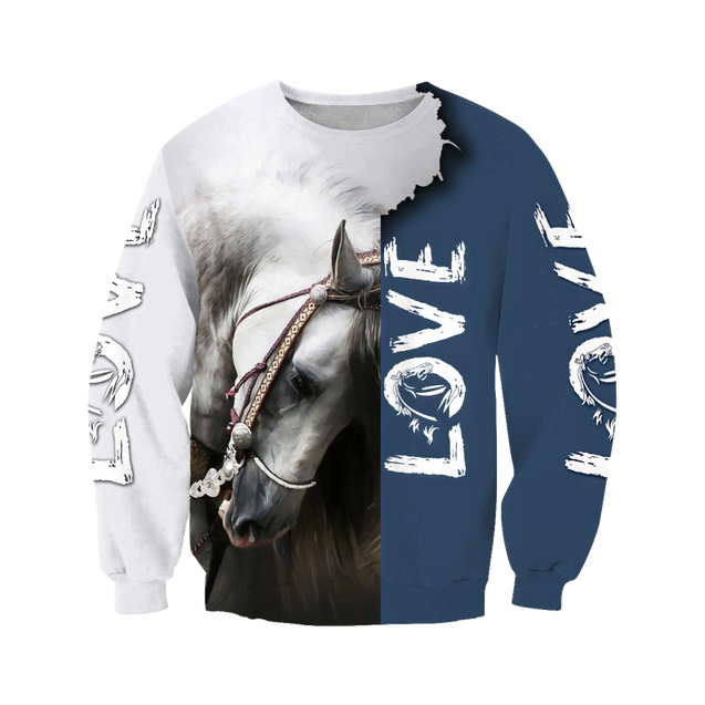 3D Beautiful White Horse Shirt - Winter Set for Men and Women JJ16115-Apparel-NNK-Sweat Shirt-S-Vibe Cosy™