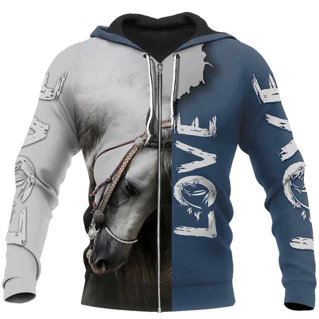 3D Beautiful White Horse Shirt - Winter Set for Men and Women JJ16115-Apparel-NNK-Zipped Hoodie-S-Vibe Cosy™