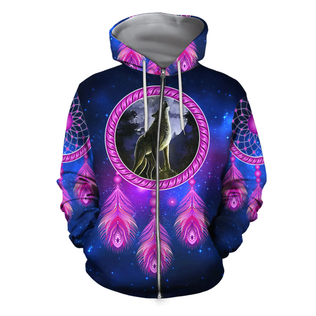 Native Wolf 3D All Over Printed Hoodie MP873-Apparel-MP-zip-up hoodie-S-Vibe Cosy™