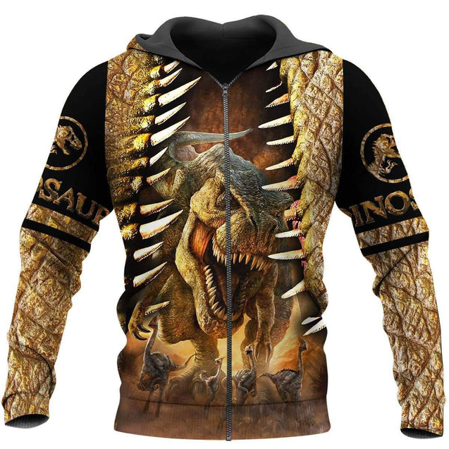 DINOSAUR ART 3D ALL OVER PRINTED SHIRTS MP896-Apparel-MP-zip-up hoodie-S-Vibe Cosy™