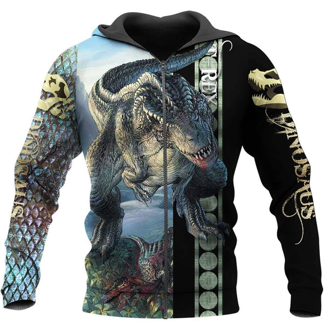 DINOSAUR ART 3D ALL OVER PRINTED SHIRTS MP899-Apparel-MP-zip-up hoodie-S-Vibe Cosy™