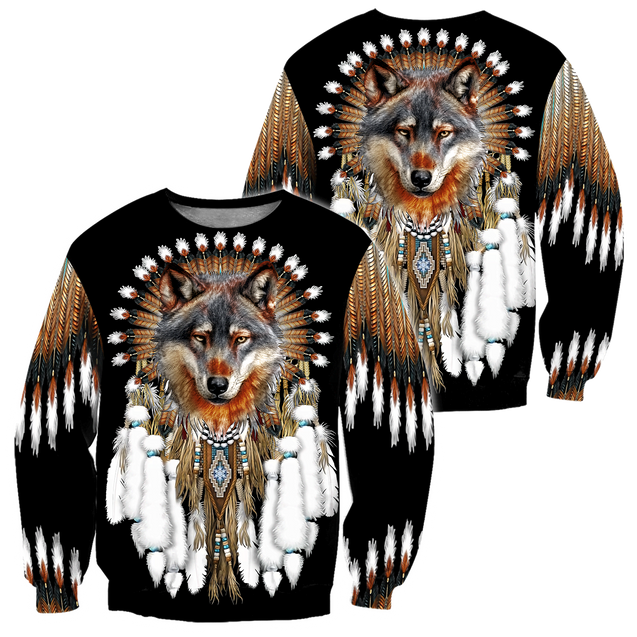 Native Wolf Dreamcatcher 3D Hoodie MP874-Apparel-MP-sweatshirt-S-Vibe Cosy™