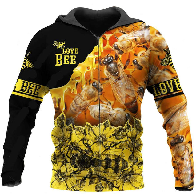 Beautiful Bee Art 3D All Over Printed Shirts For Men And Women MP942-Apparel-MP-Zipped Hoodie-S-Vibe Cosy™