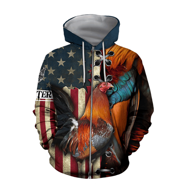 Rooster 3D All Over Printed Shirts for Men and Women AM271201-Apparel-TT-Zipped Hoodie-S-Vibe Cosy™