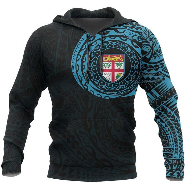 Fiji in My Heart Polynesian Tattoo Style Hoodie Blue NNK-Apparel-NNK-Hoodie-S-Vibe Cosy™