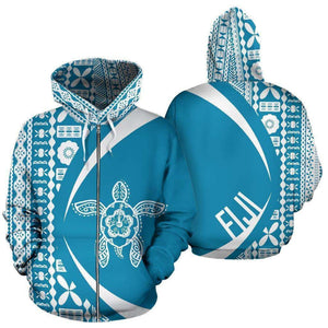 Fiji Turtle Tapa Zip Up Hoodie - Circle Style NNK-Apparel-NNK-Zipped Hoodie-S-Vibe Cosy™