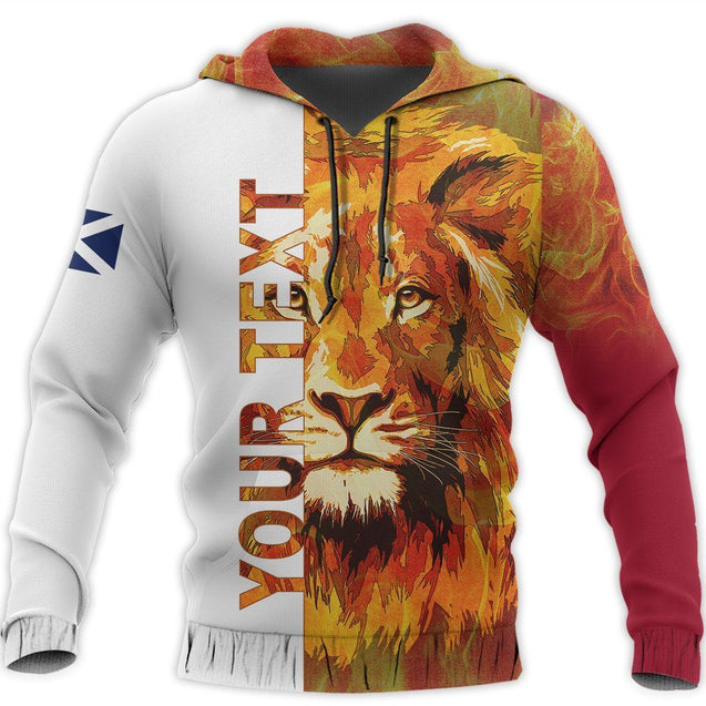 Scotland Custom Hoodie - FLag & Lion Fire (Red) NNK022906-ALL OVER PRINT HOODIES-PL8386-Men-S-Red-Vibe Cosy™