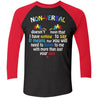 Non Verbal Doesn't Mean That I Have Nothing To Say Shirts-Apparel-CustomCat-NL6051 Next Level Tri-Blend 3/4 Sleeve Baseball Raglan T-Shirt-Vintage Black/Vintage Red-S-Vibe Cosy™