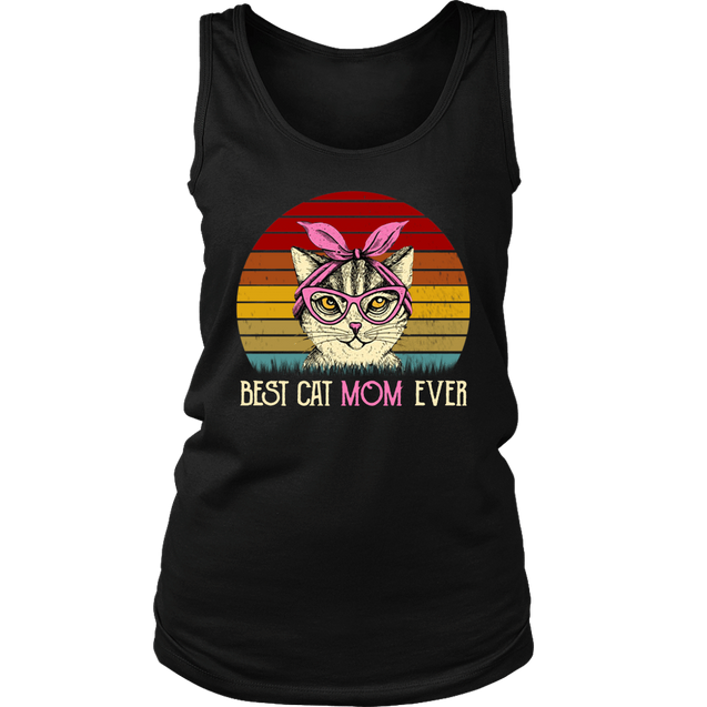 Vintage Best Cat Mom Ever T-Shirt-Apparel-teelaunch-District Womens Tank-Black-S-Vibe Cosy™