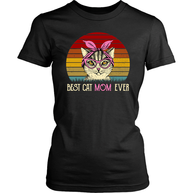 Vintage Best Cat Mom Ever T-Shirt-Apparel-teelaunch-District Womens Shirt-Black-S-Vibe Cosy™