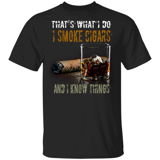 That's What I Do I Smoke Cigars And I Know Things shirts Vintage Cigars and Vodka Lovers-Apparel-CustomCat-G500 Gildan 5.3 oz. T-Shirt-Black-S-Vibe Cosy™