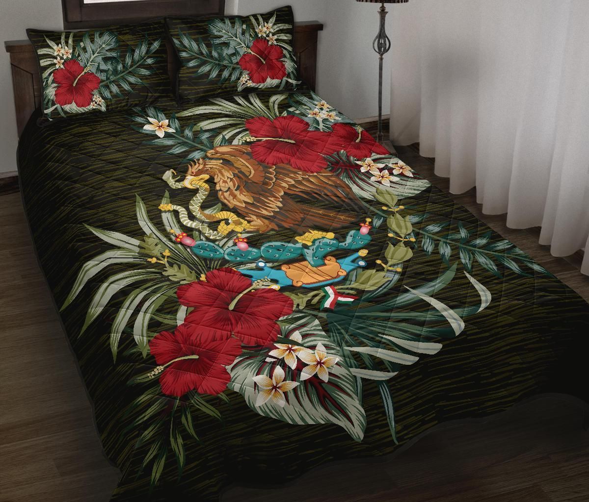 Mexican Quilt Bed Set - Special Hibiscus HP Art