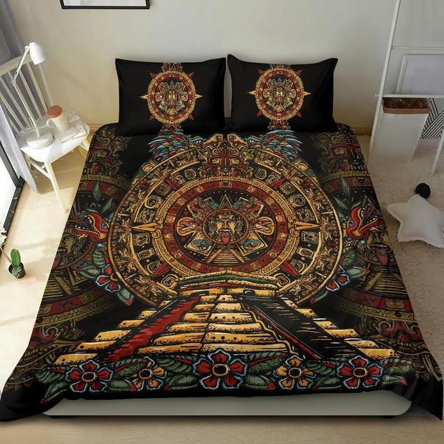 Mexican Bedding Set Aztec Sun Stone Tattoo