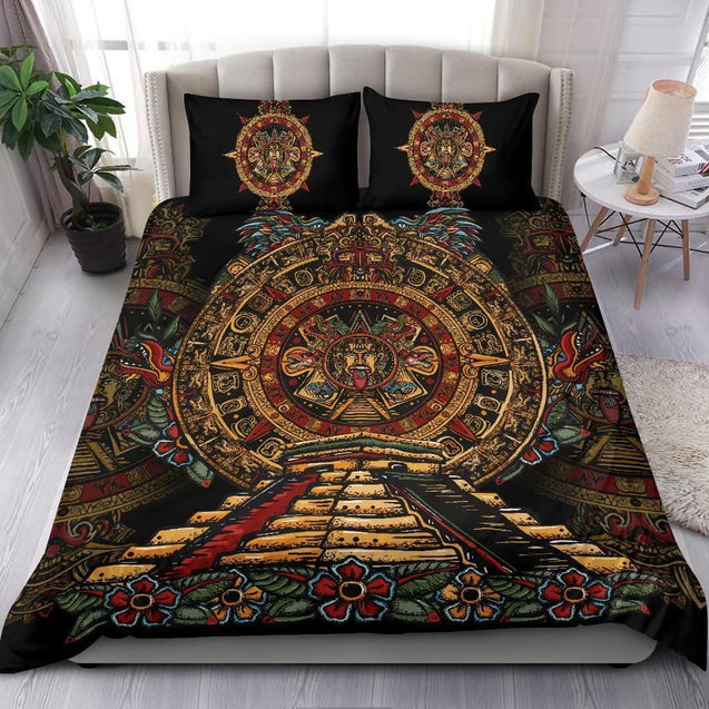 Mexican Bedding Set Aztec Sun Stone Tattoo