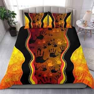 Bedding Sets, Aboriginal Rock Painting Hand Art Golden Style-HP