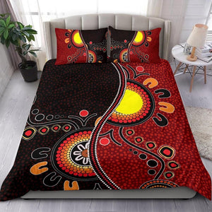 Aboriginal Bedding Set - Australia Flag Dot Painting Art-HP