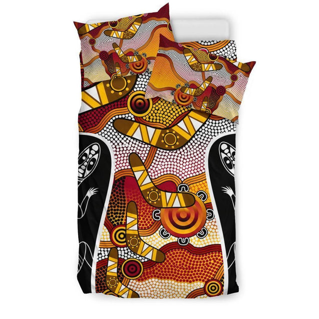 Aboriginal Bedding Set, Lizard Dot Painting Boomerang Patterns-HP