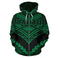 Hawaii Polynesian Tribal Hoodie - New Warrior Style Green Color - AH J1-ALL OVER PRINT HOODIES (P)-Phaethon-Zip Hoodie-S-Vibe Cosy™