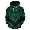 Hawaii Polynesian Tribal Hoodie - New Warrior Style Green Color - AH J1-ALL OVER PRINT HOODIES (P)-Phaethon-Zip Hoodie-S-Vibe Cosy™