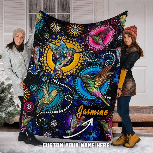 Personalized Name Aboriginal Hummingbird Blanket