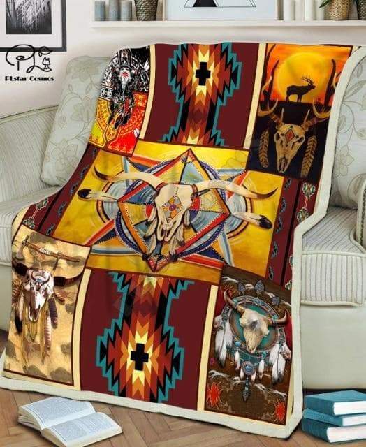 Native American 3D All Over Printed Blanket