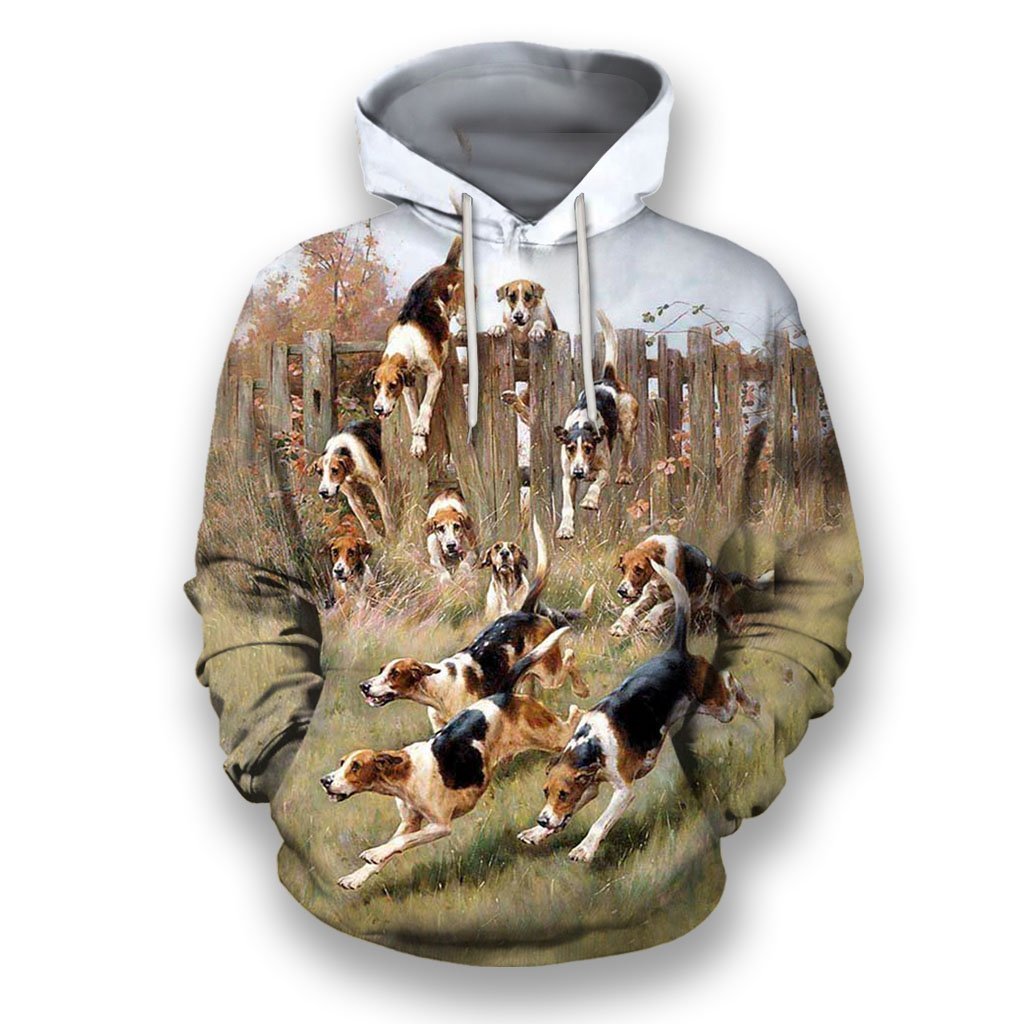 3D All Over Print Beagle Harrier Foxhound Hunting Dog-Apparel-NTT-Hoodie-S-Vibe Cosy™