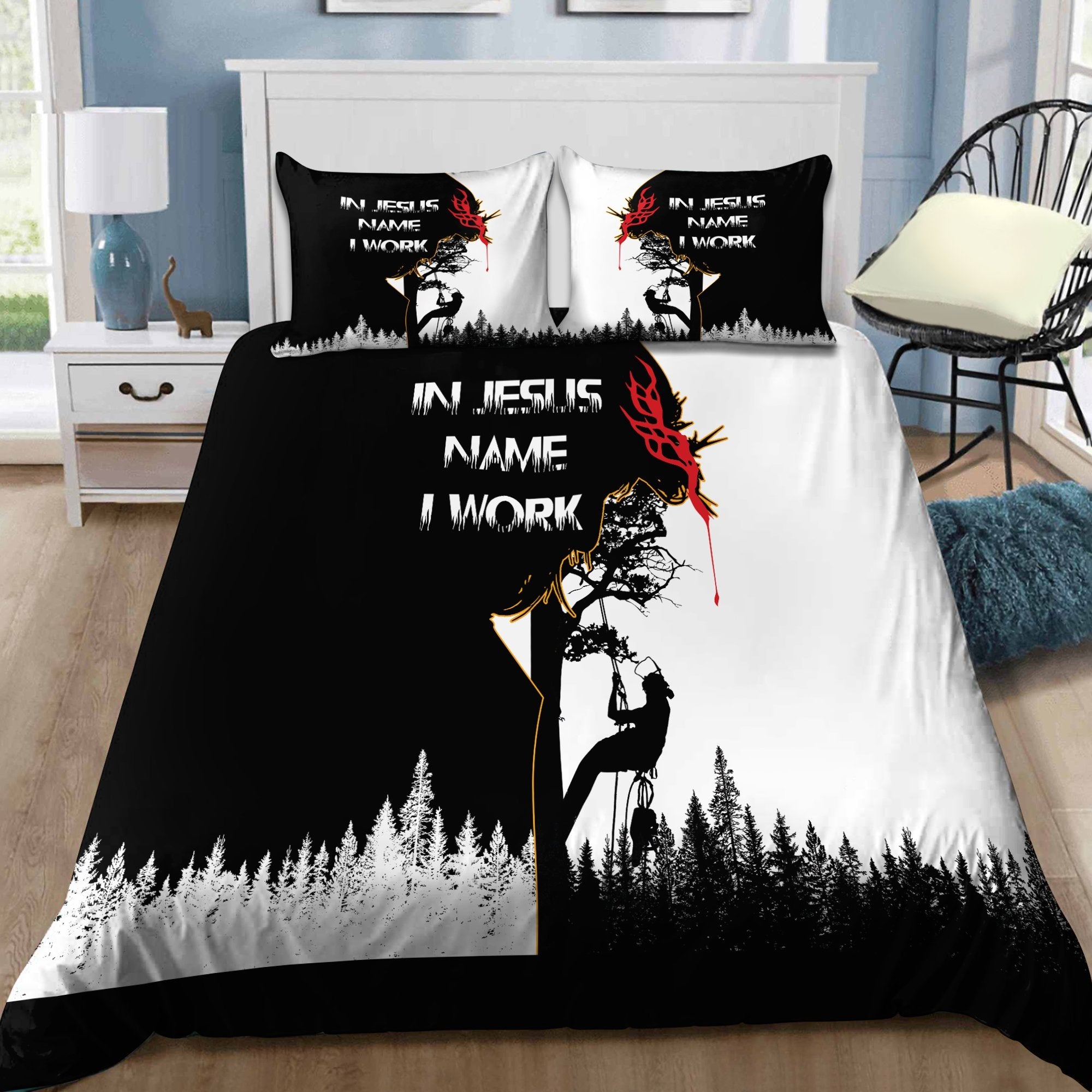 Awesome Arborist In Jesus Name I Work Bedding Set MEI