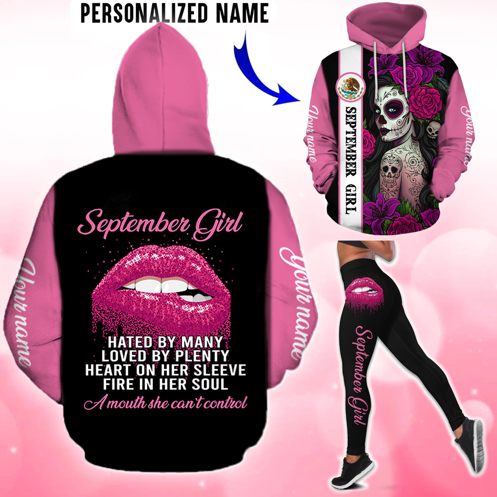 September Girl Customize Name 3D All Over Printed Shirts For Women MH10112009