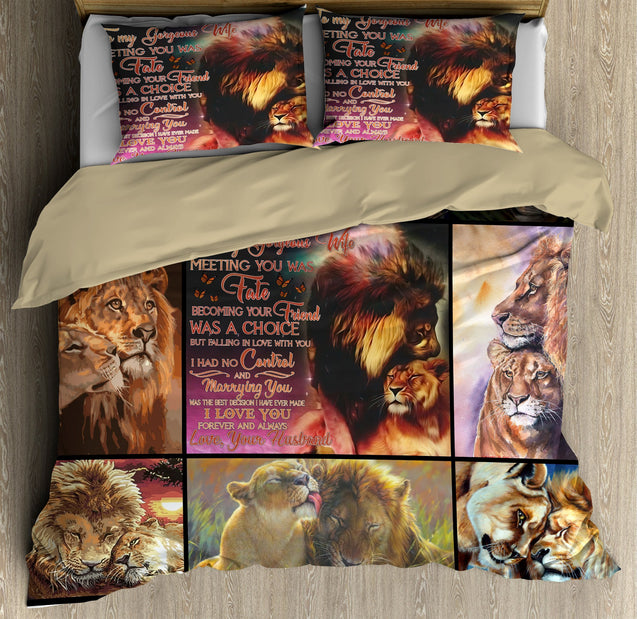 To My Wife Lion Couple  Bedding Set-MEI