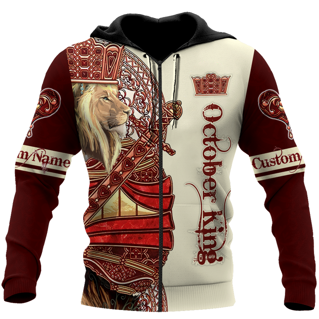 Custom Name October King Lion  3D All Over Printed Unisex Shirts