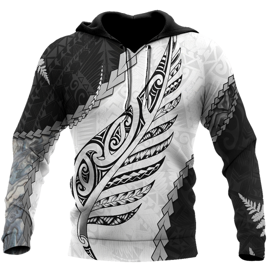 Paua Shell Maori Silver Fern 3d all over printed shirt and short for man and women-Apparel-PL8386-Hoodie-S-Vibe Cosy™