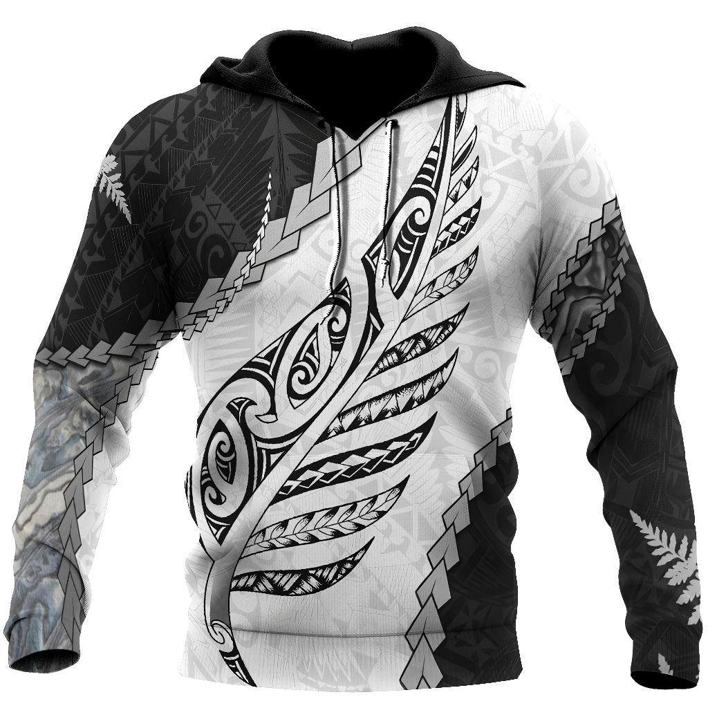 Paua Shell Maori Silver Fern 3d all over printed shirt and short for man and women-Apparel-PL8386-Hoodie-S-Vibe Cosy™