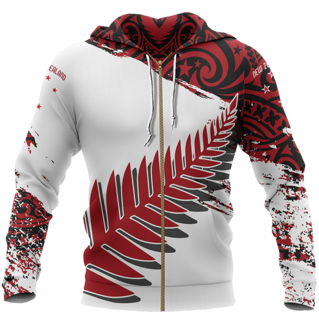 New Zealand Maori Fern Red Edition Zip Hoodie NVD-Apparel-Dung Van-Zipped Hoodie-S-Vibe Cosy™