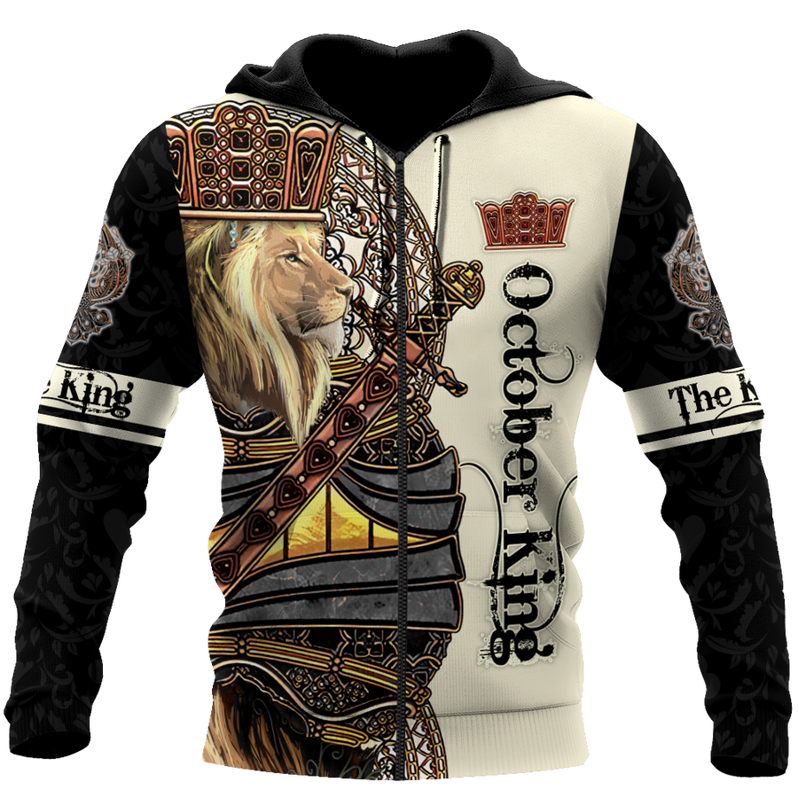 October Black King Lion  3D All Over Printed Unisex Shirts